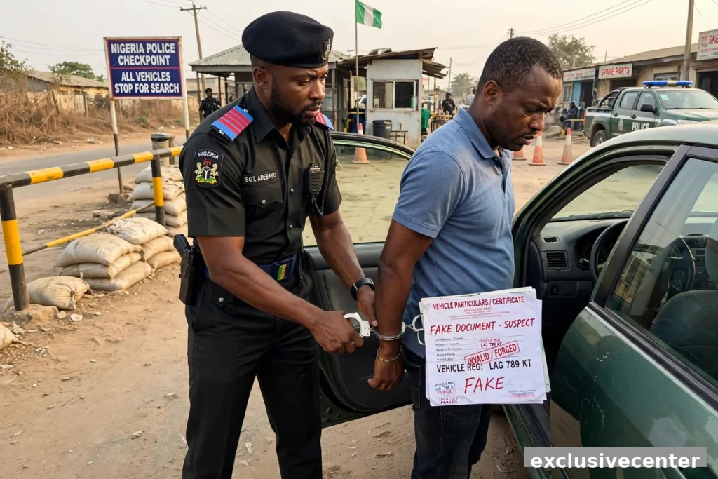 police checkpoint detecting fake vehicle papers Nigeria roadside