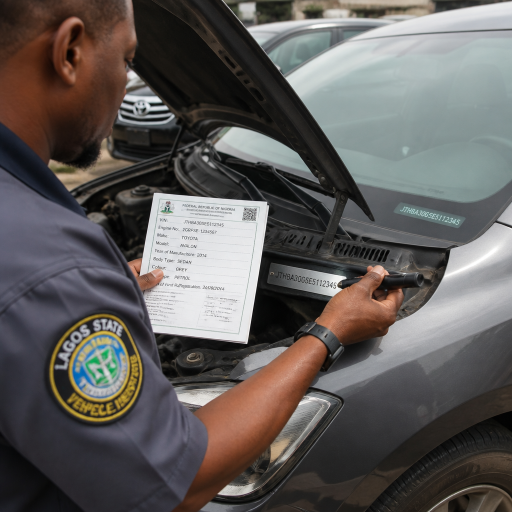 Checking the VIN and documents of a tokunbo car