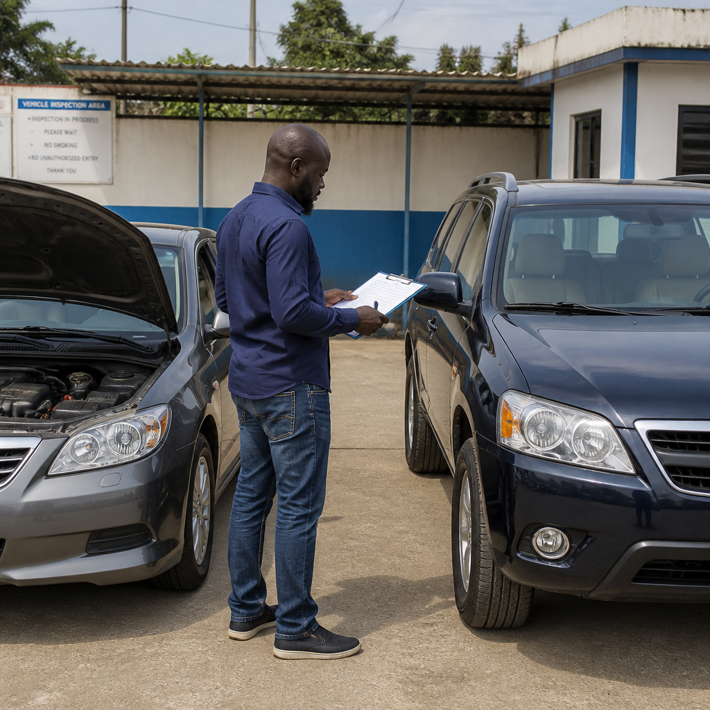 Buyer using a checklist to compare used cars before purchase