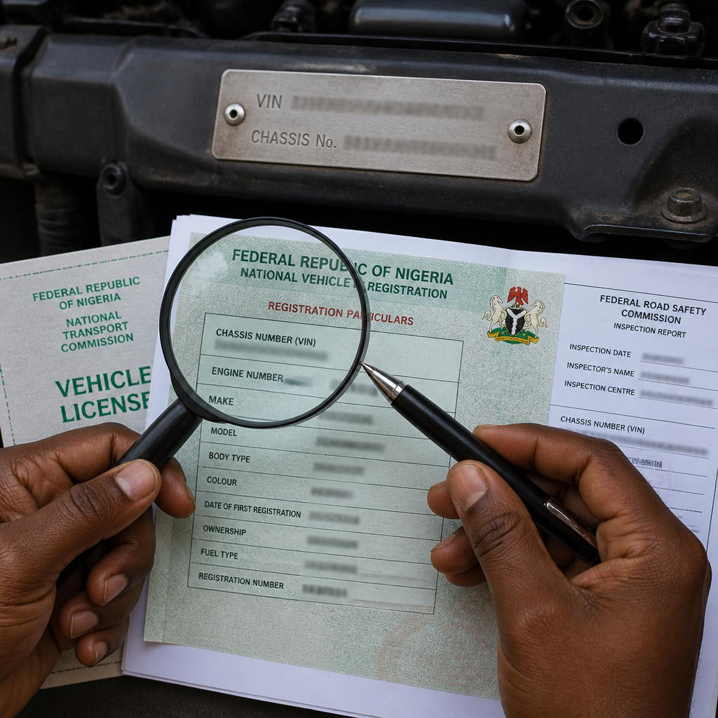 Comparing vehicle identification details on car documents