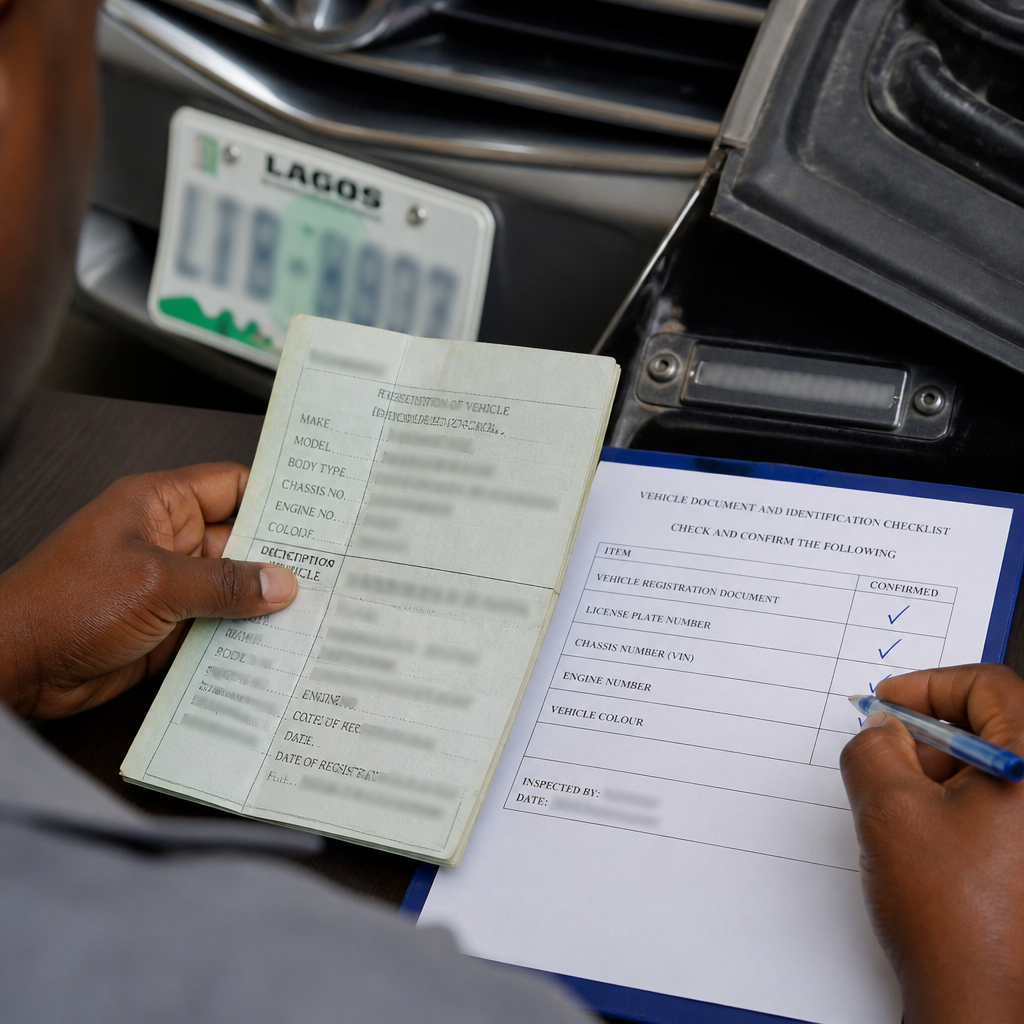 Comparing vehicle registration details with physical car documents