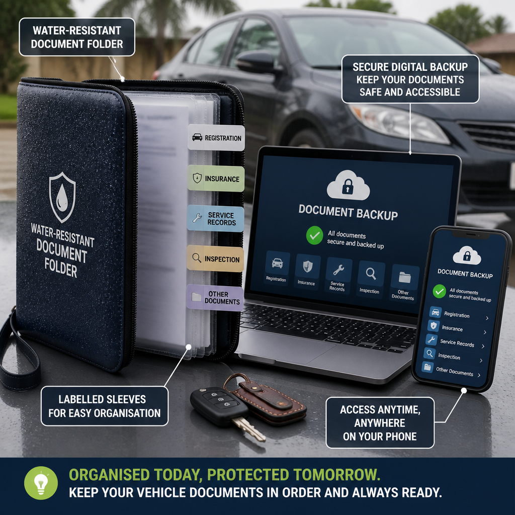 Secure physical and digital storage for car papers