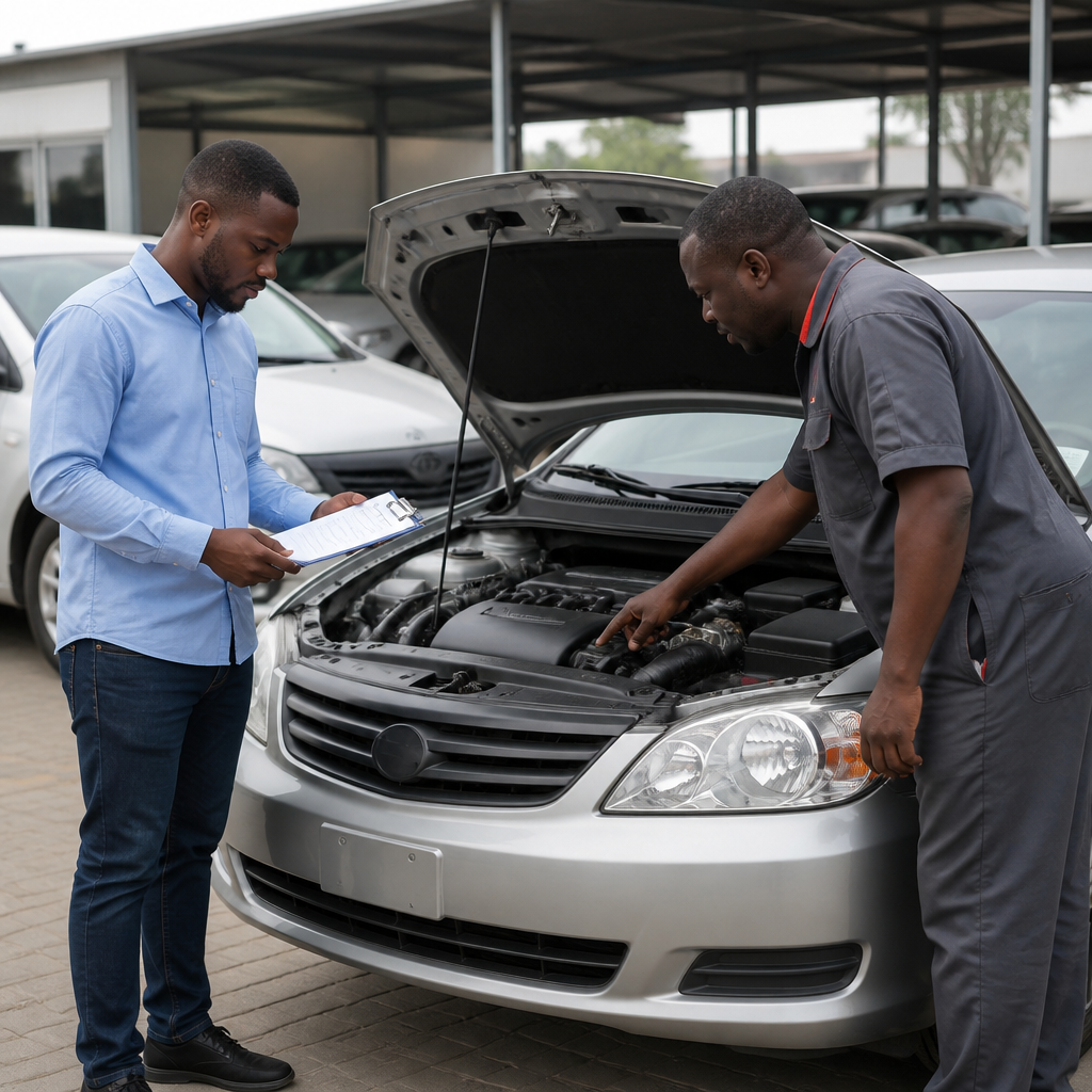 Buyer learning how to test drive a used car before paying