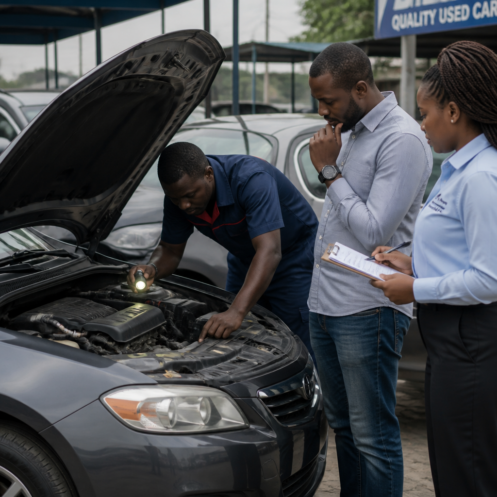 Buyer checking a tokunbo car before purchase