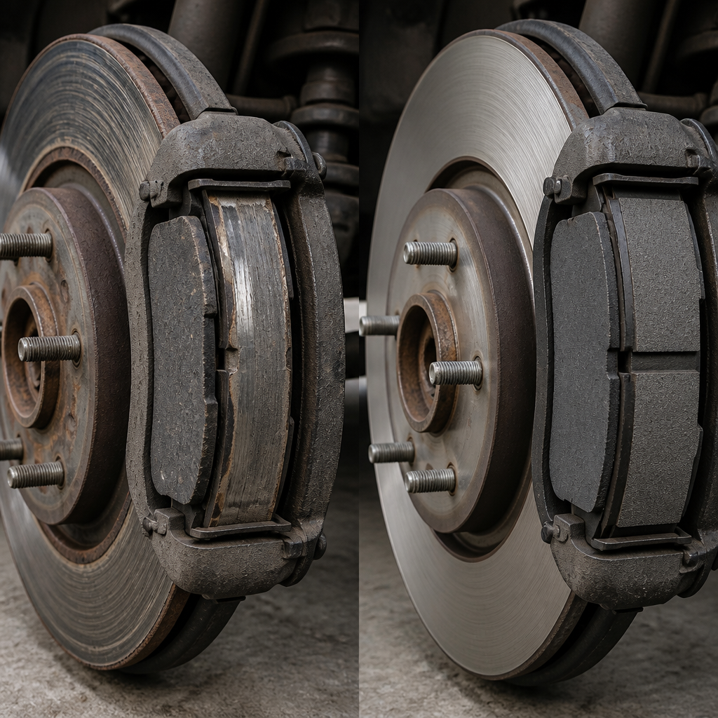 Uneven brake disc and worn brake pads that can cause brake vibration