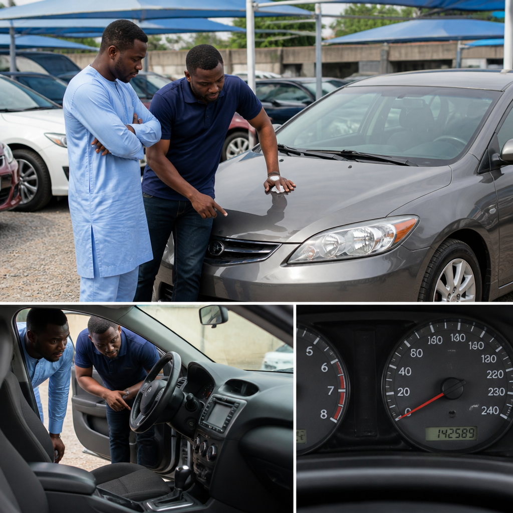 Used car mileage inspection before buying a vehicle