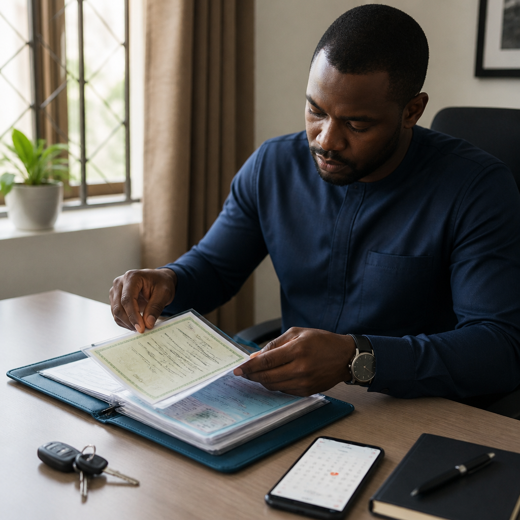 Vehicle documents organised safely with a renewal calendar